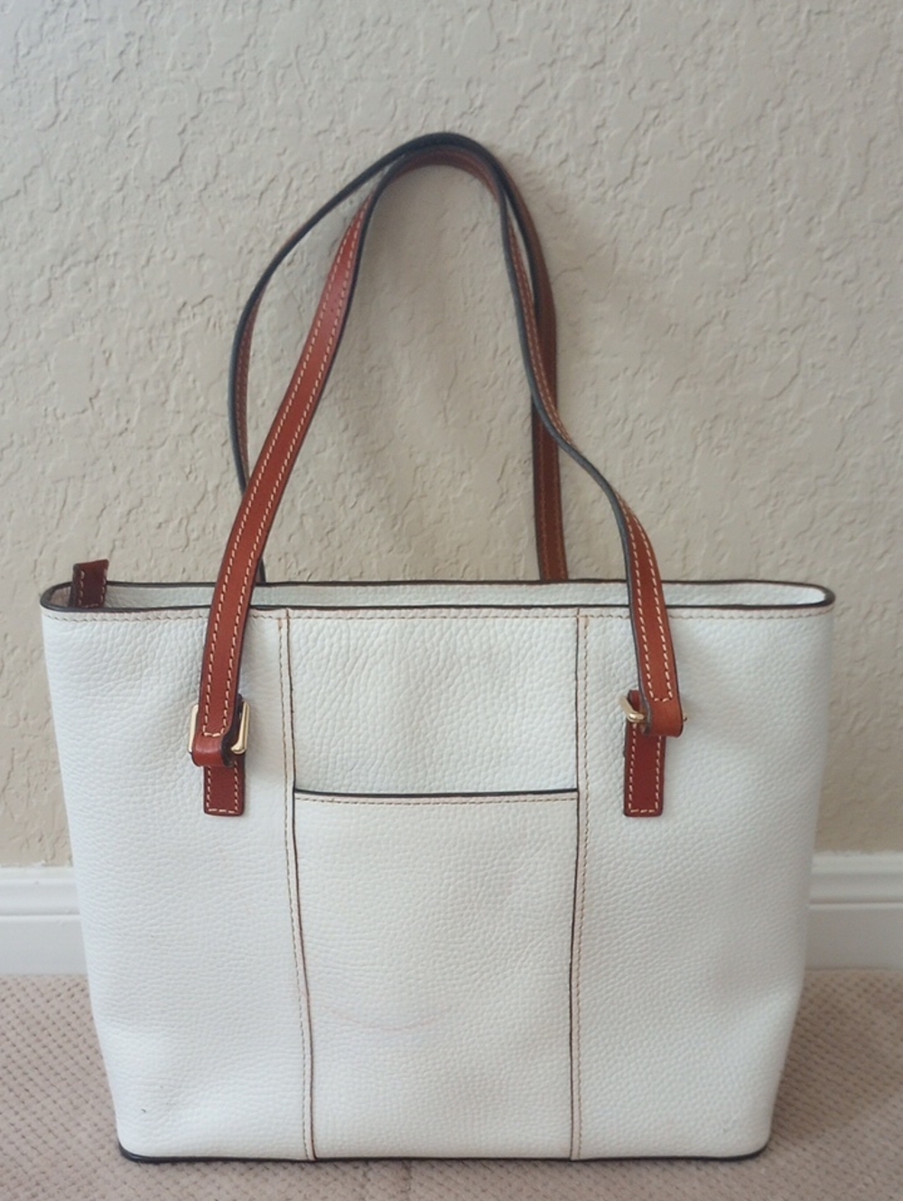Dooney & Bourke Lexington White & Brown Shoulder Bag - Picture 3 of 14